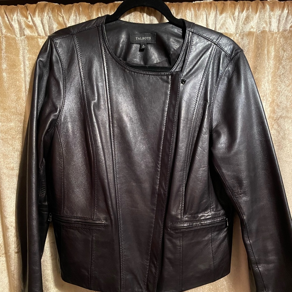 EUC SZ 12 Talbots Moto-Inspired Genuine Leather Jacket